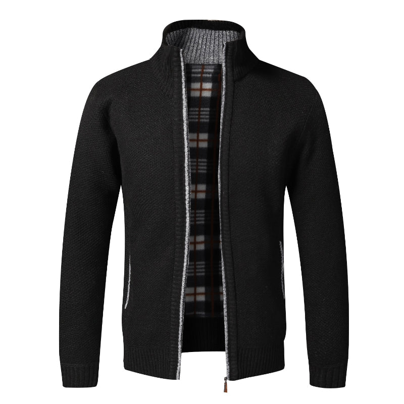 Men's Fleece Zipper Knitted Cardigan