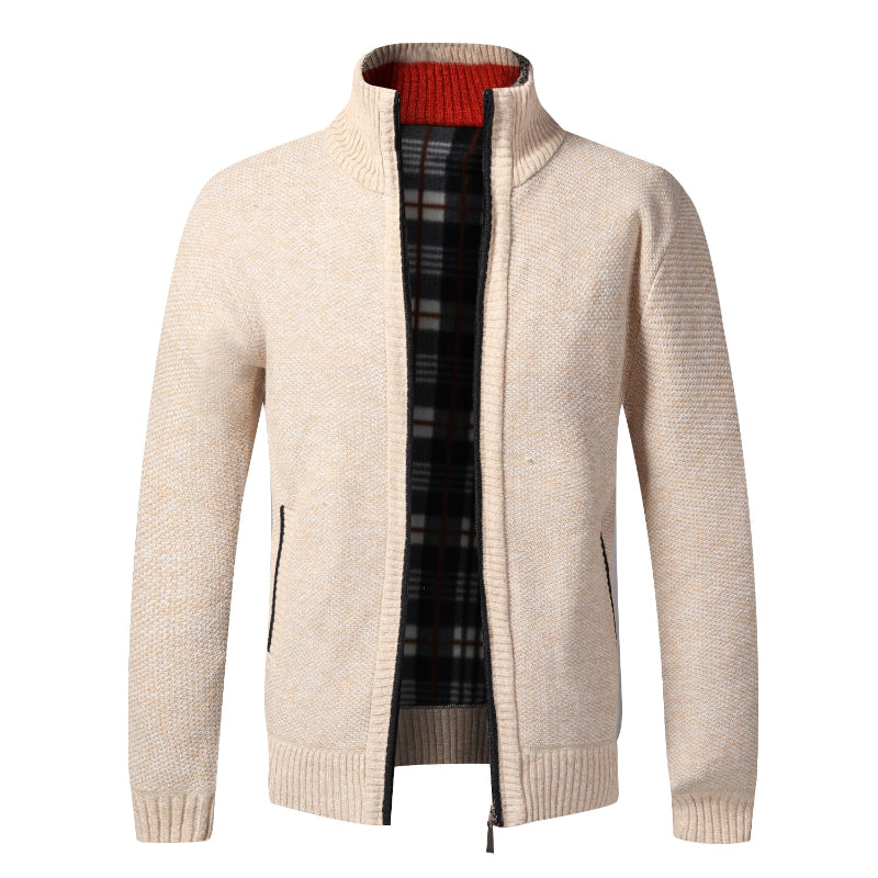 Men's Fleece Zipper Knitted Cardigan
