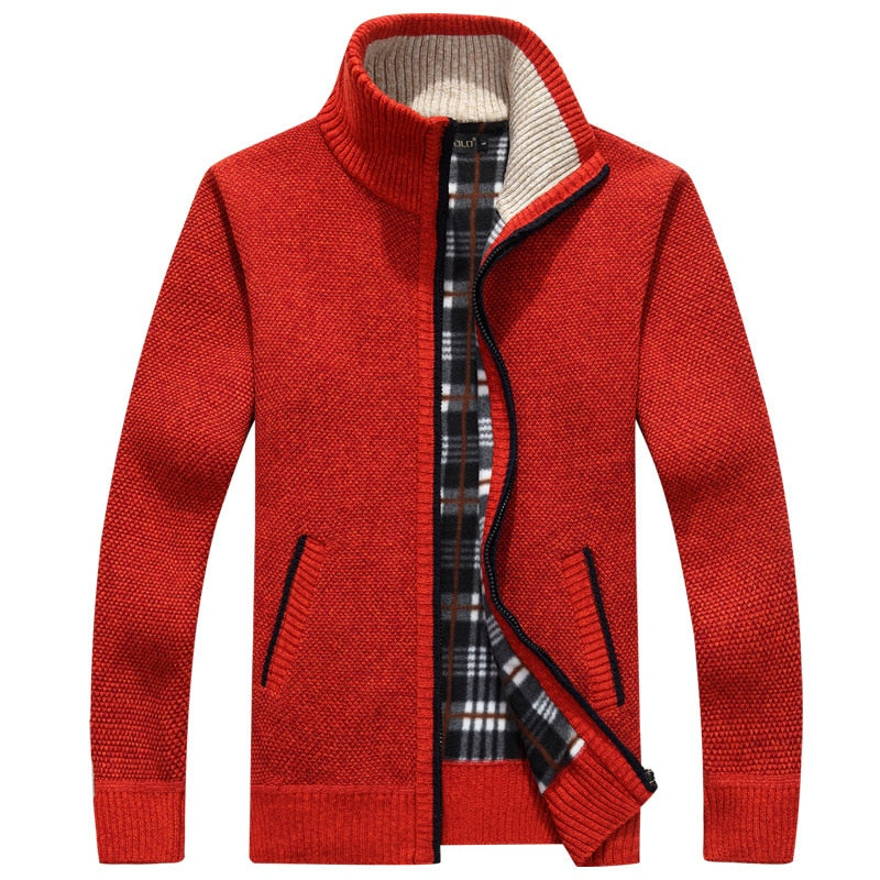 Men's Zipper Faux Fur Sweater Cardigan