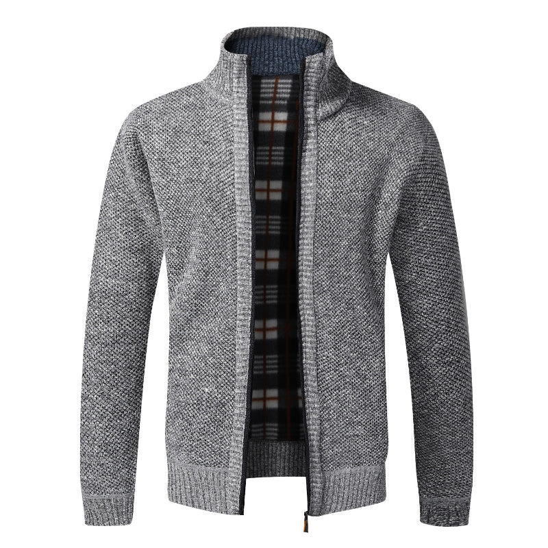 Men's Fleece Zipper Knitted Cardigan