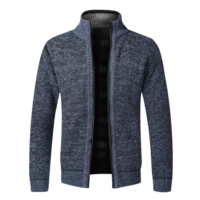 Men's Fleece Zipper Knitted Cardigan