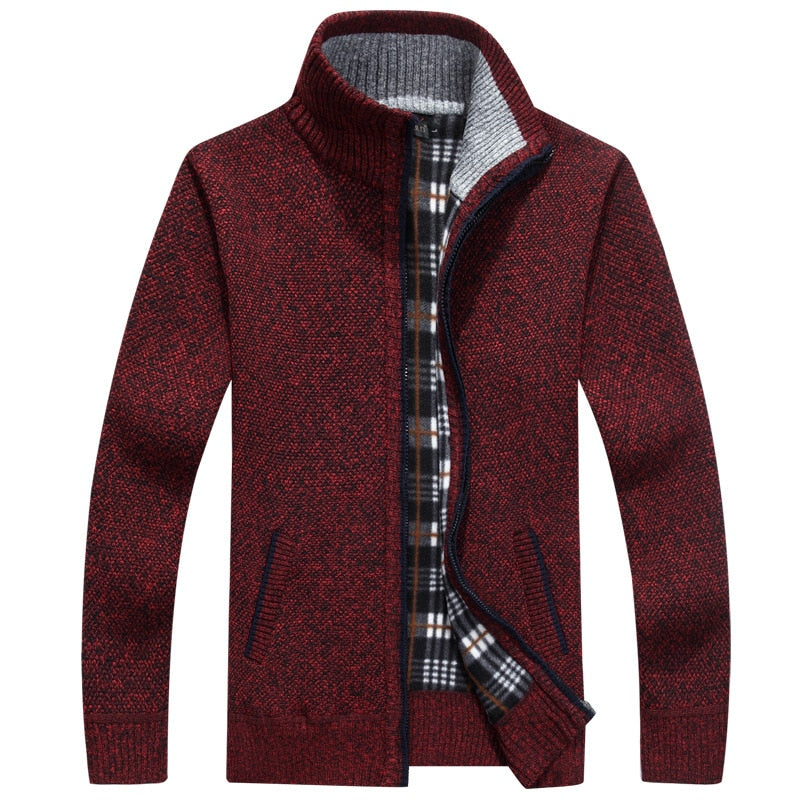 Men's Zipper Faux Fur Sweater Cardigan