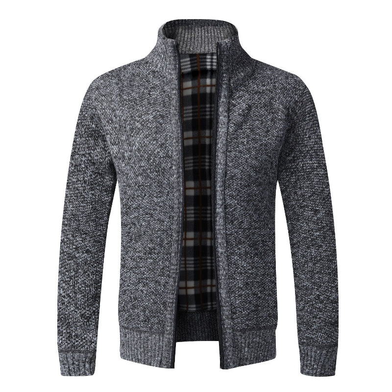 Men's Fleece Zipper Knitted Cardigan