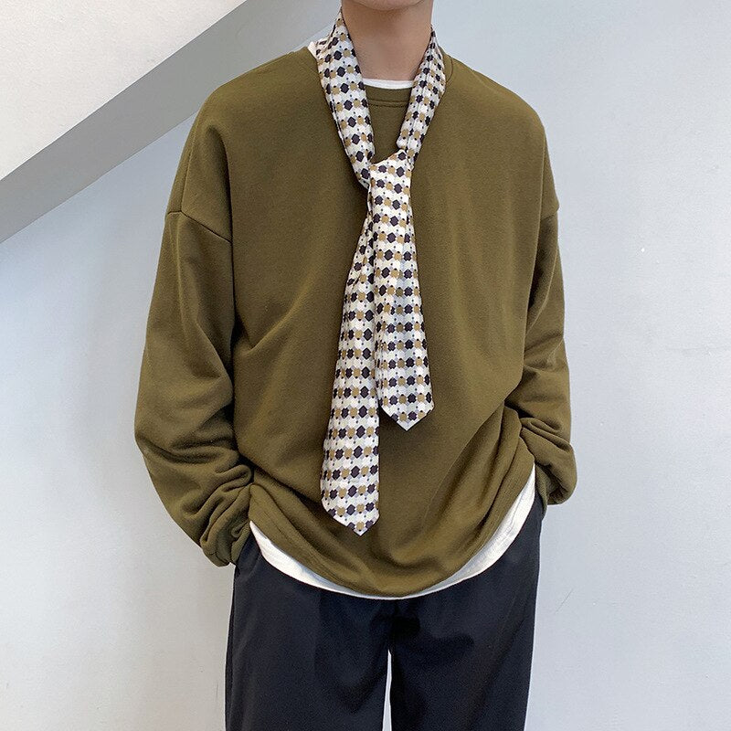 Men Solid Oversized Pullover Sweatshirt