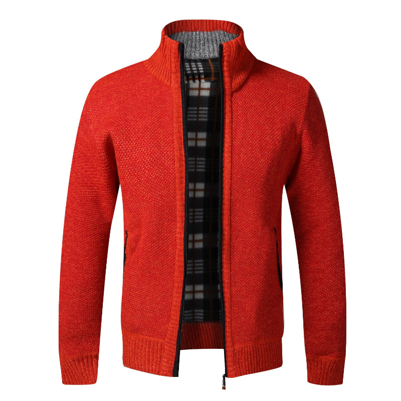 Men's Fleece Zipper Knitted Cardigan