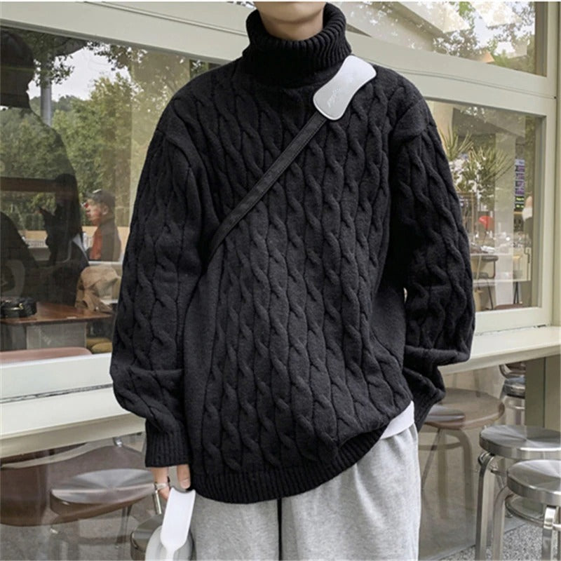 Men's Thick Warm Loose Solid Pullover