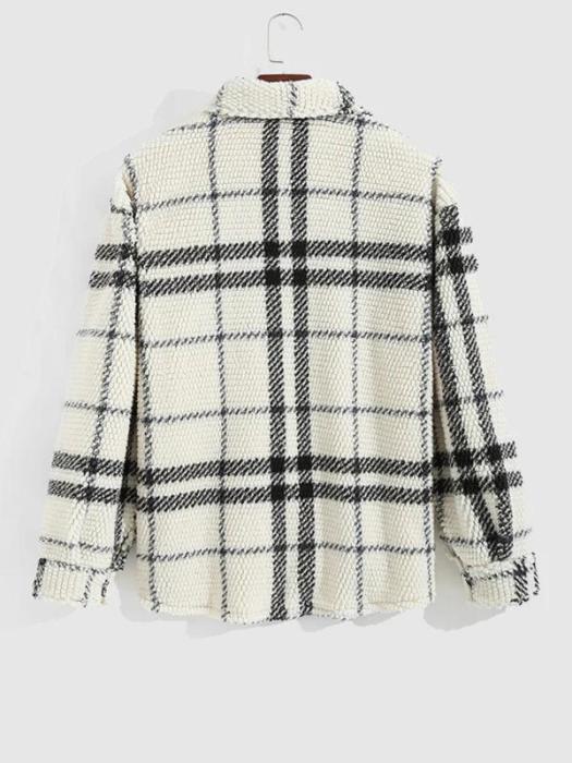Plaid Fleece Button Down Jacket