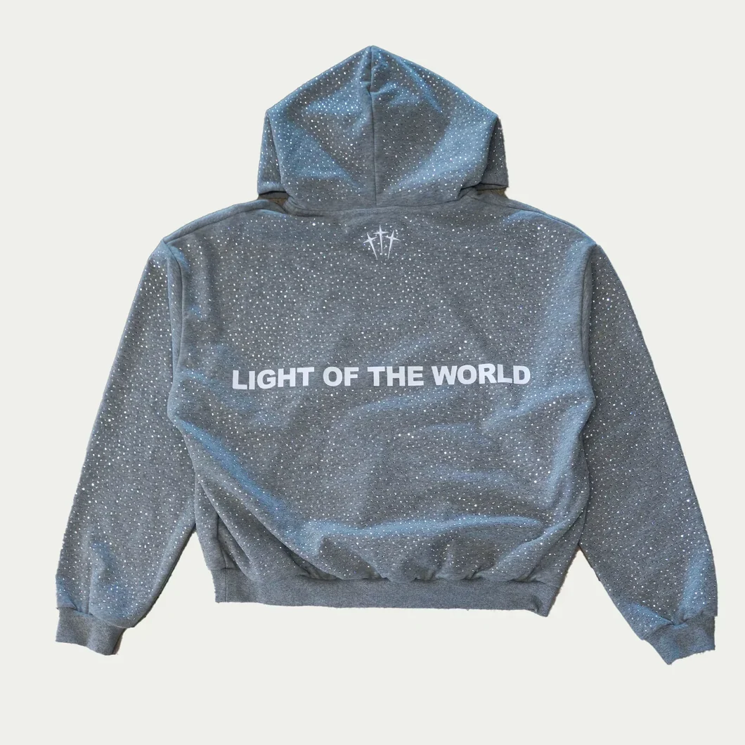 Jesus Is The Light Rhinestone Christian Pullover Hoodie For Men And Women