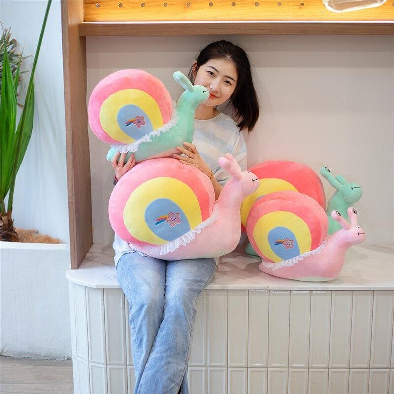 Rainbow Snail Plush Toy Whimsical Stuffed Animal For Kids