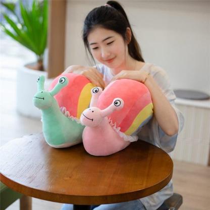 Rainbow Snail Plush Toy Whimsical Stuffed Animal For Kids
