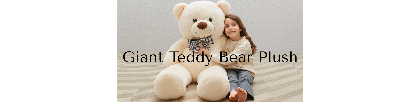 A giant teddy bear plush sitting in a cozy room, offering a soft and comforting presence, ideal as a gift or home decor.