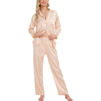 Striped Satin Pajama Set-Original Pajamas
