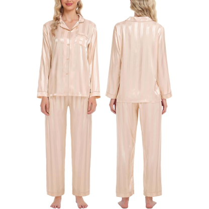 Striped Satin Pajama Set-Original Pajamas