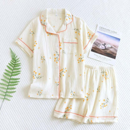 Women's Short Sleeve Cotton Crepe 2 Piece Pajama Set-Original Pajamas