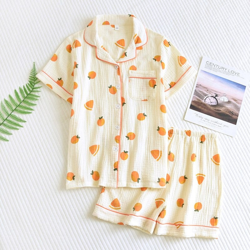 Women's Short Sleeve Cotton Crepe 2 Piece Pajama Set-Original Pajamas
