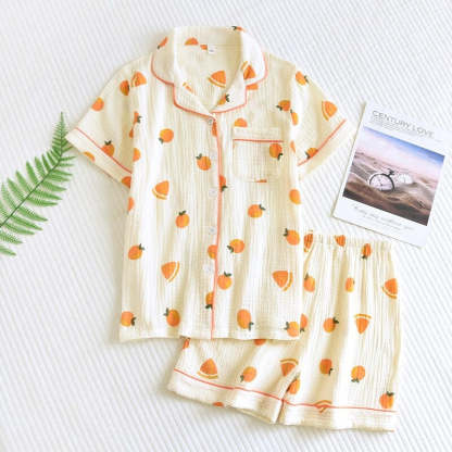 Women's Short Sleeve Cotton Crepe 2 Piece Pajama Set-Original Pajamas