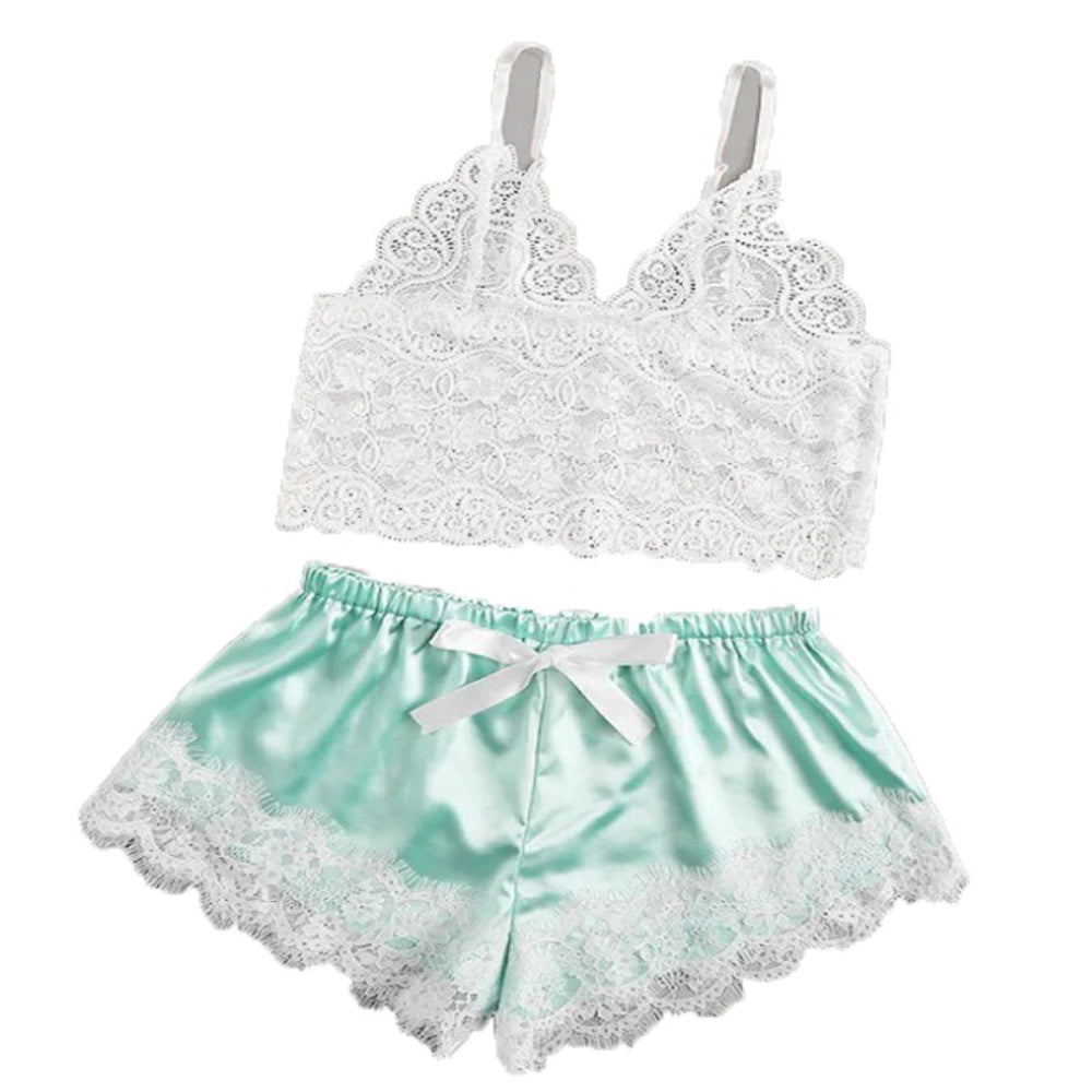 Women Set Spaghetti Straps Lace-Original Pajamas