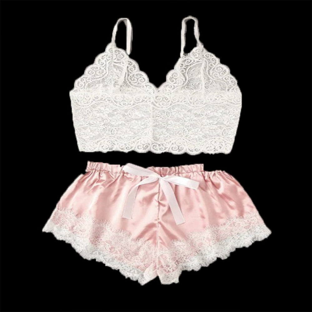Women Set Spaghetti Straps Lace-Original Pajamas