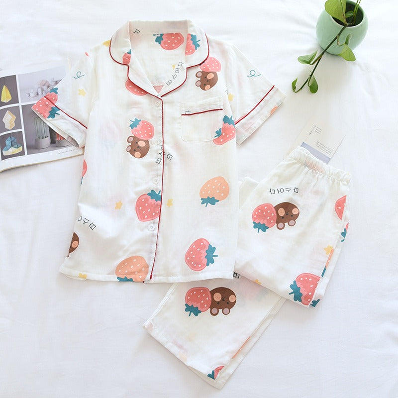 Elegant Printed Short Sleeved Pajamas Suit-Original Pajamas