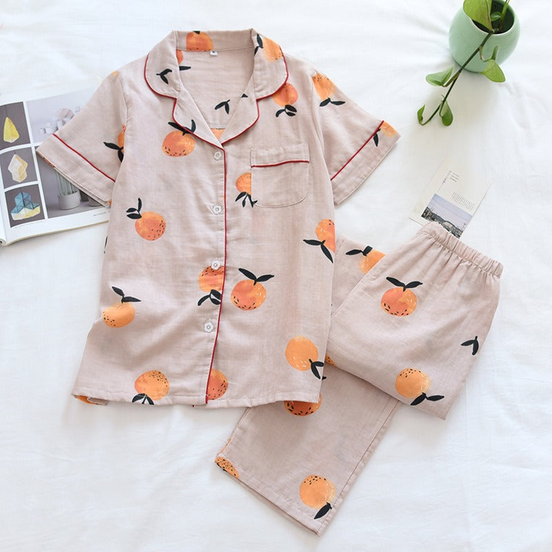 Elegant Printed Short Sleeved Pajamas Suit-Original Pajamas