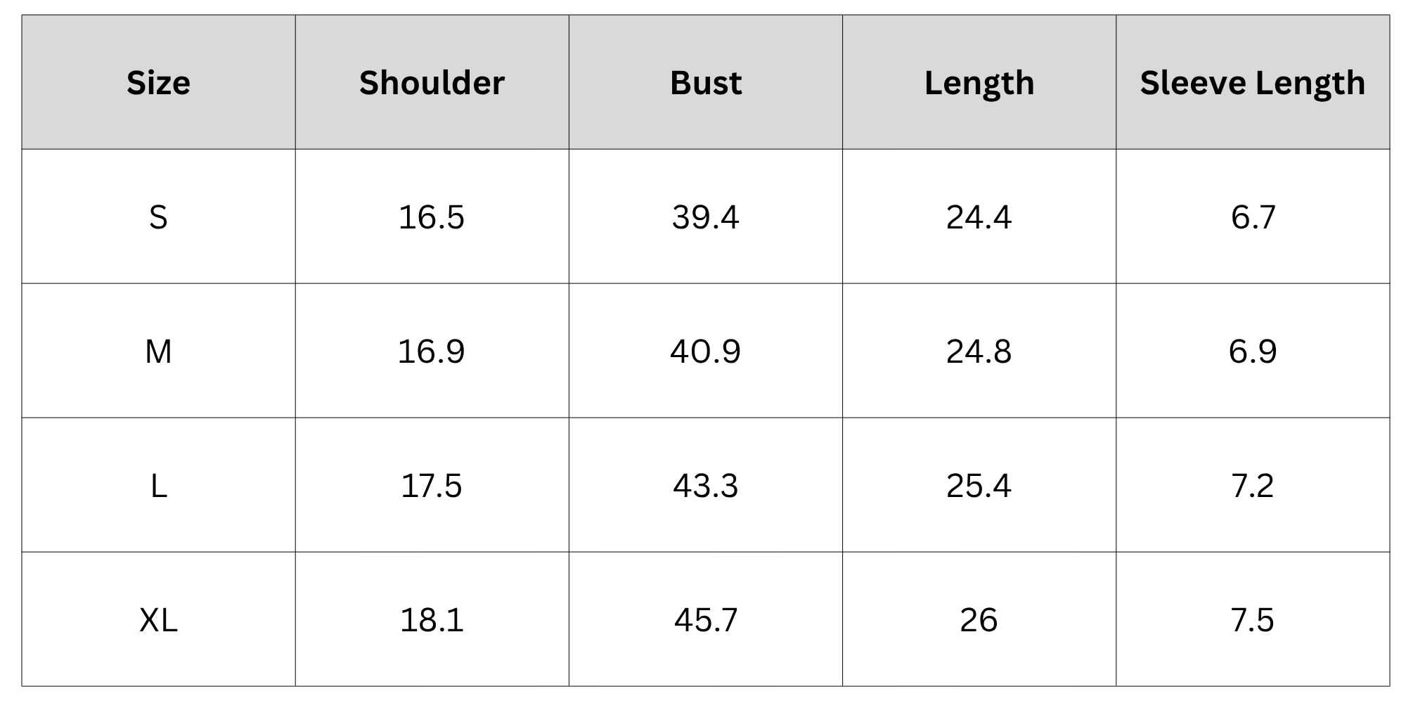 Size Chart
