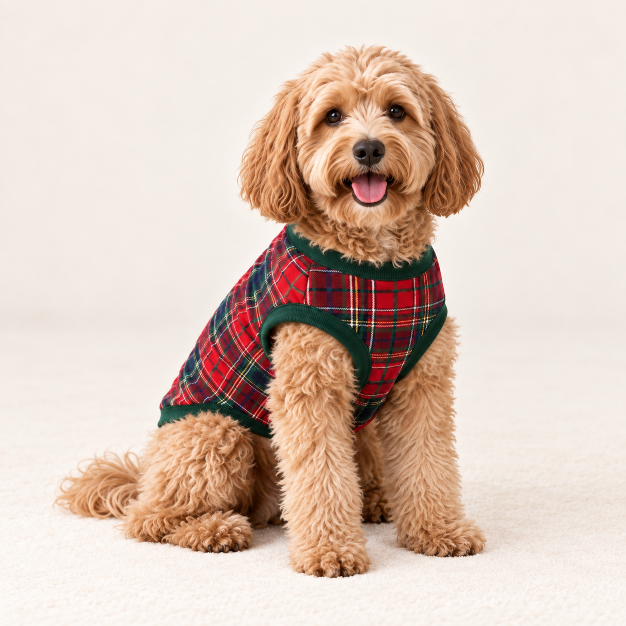Christmas Family Matching Pajama Set with Green Henley Top and Red Tartan Plaid Pants for Women, Men, Kids, Baby and Dog