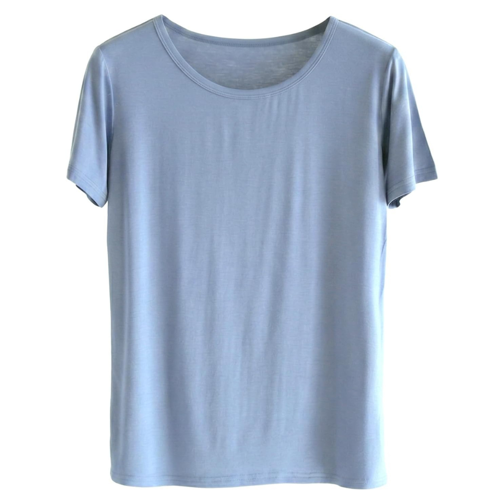 Women Round Style Solid Pajama Top