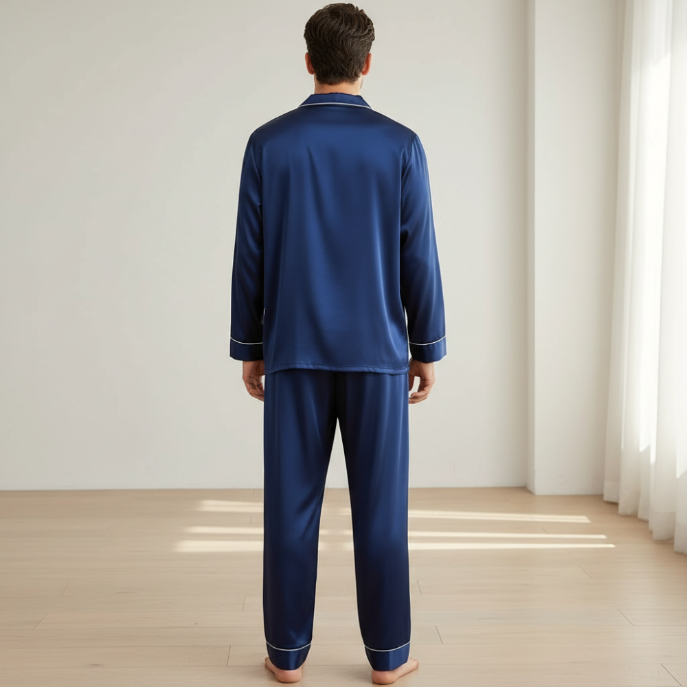 Price for a Single Set of Couple'S Pajamas for Men Or WomenCardigan Style Satin Pajama Set For Couple - Image 6