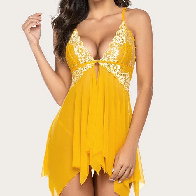 Casual Asymmetrical Lace Nightwear Dress For Women