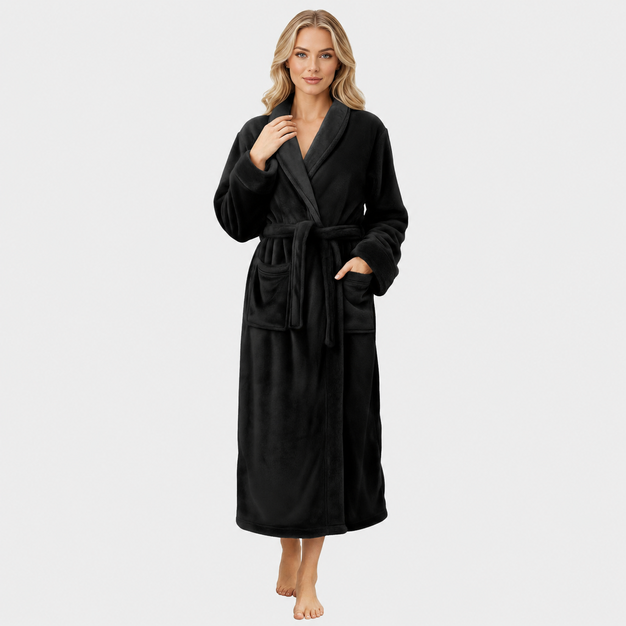 Plush Fleece Long Fluffy Soft Bathrobe For Women