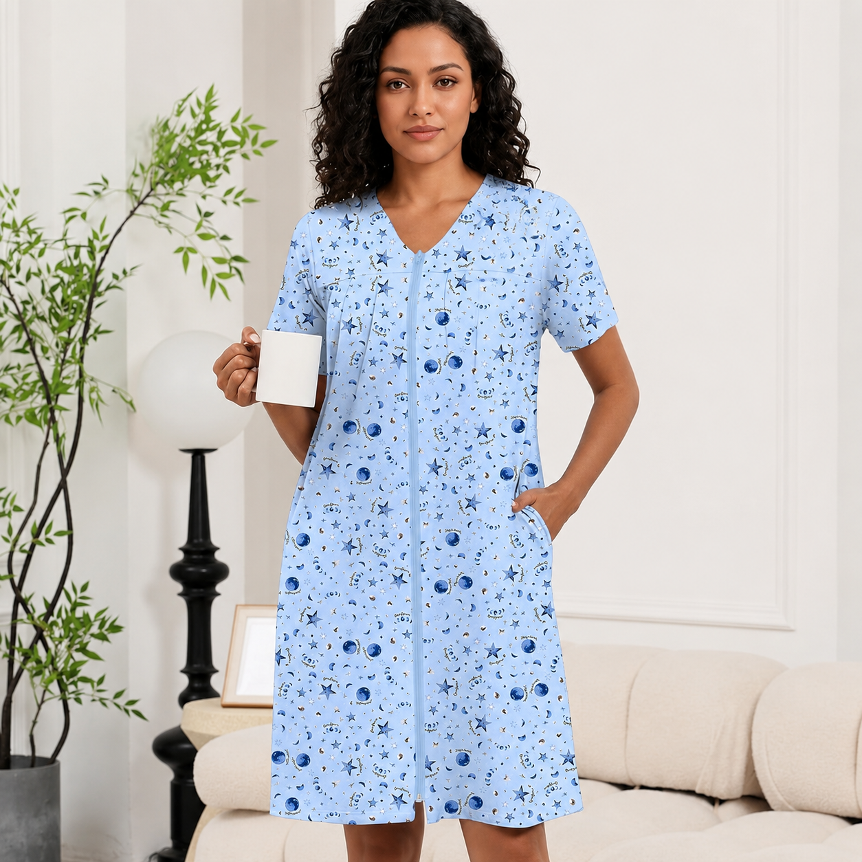 Knit Lightweight Robes With Zipper And Pockets For Women