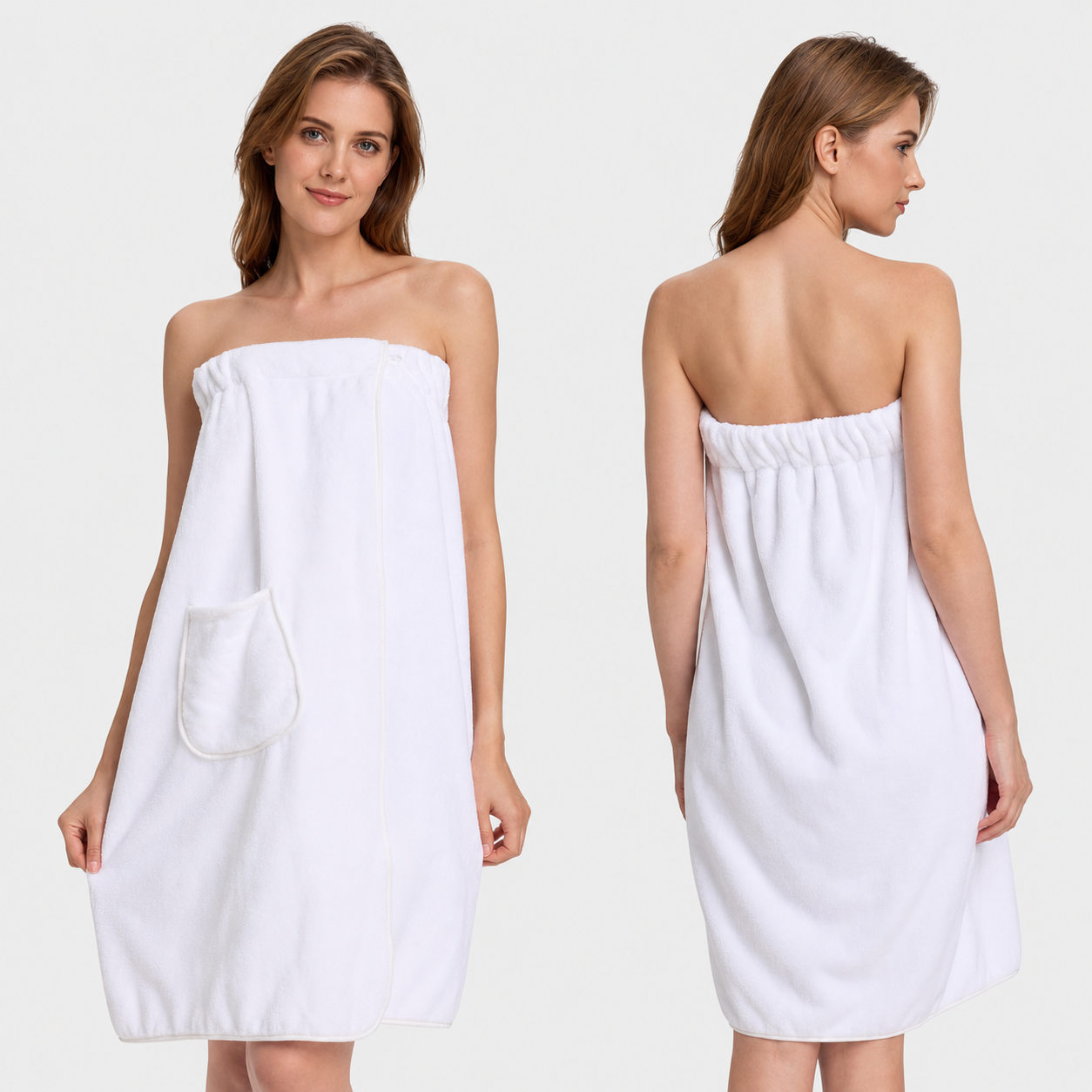  Bathrobe Towel Wrap with Three Clasp Closure For Women
