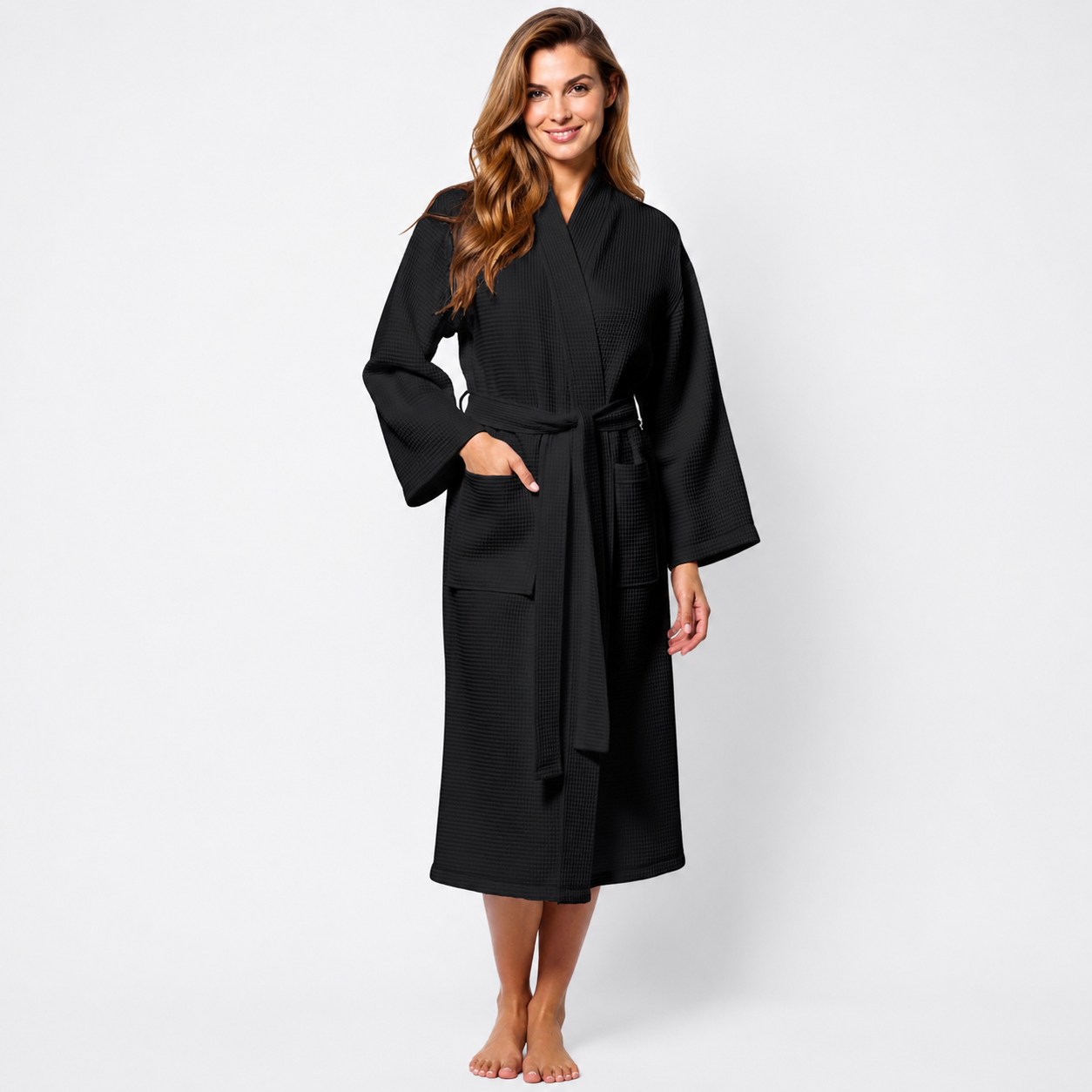 Fast Drying Full Length Lightweight Waffle Knit Soft Spa Bath Robe