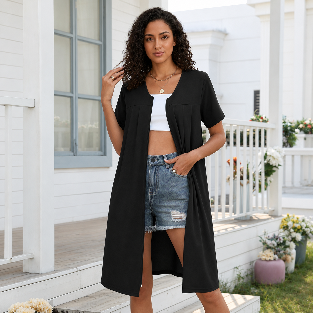 Knit Lightweight Robes With Zipper And Pockets For Women