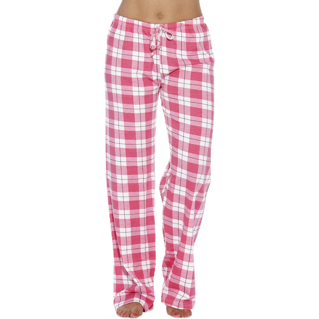 Plush Pajama Pants For Night Wear With Buffalo Plaid For Women