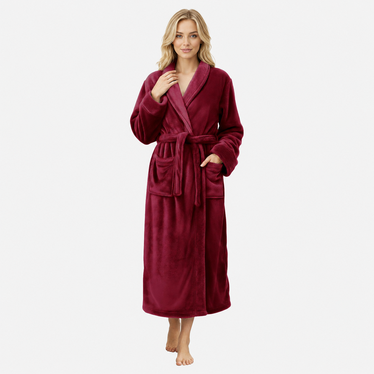 Plush Fleece Long Fluffy Soft Bathrobe For Women