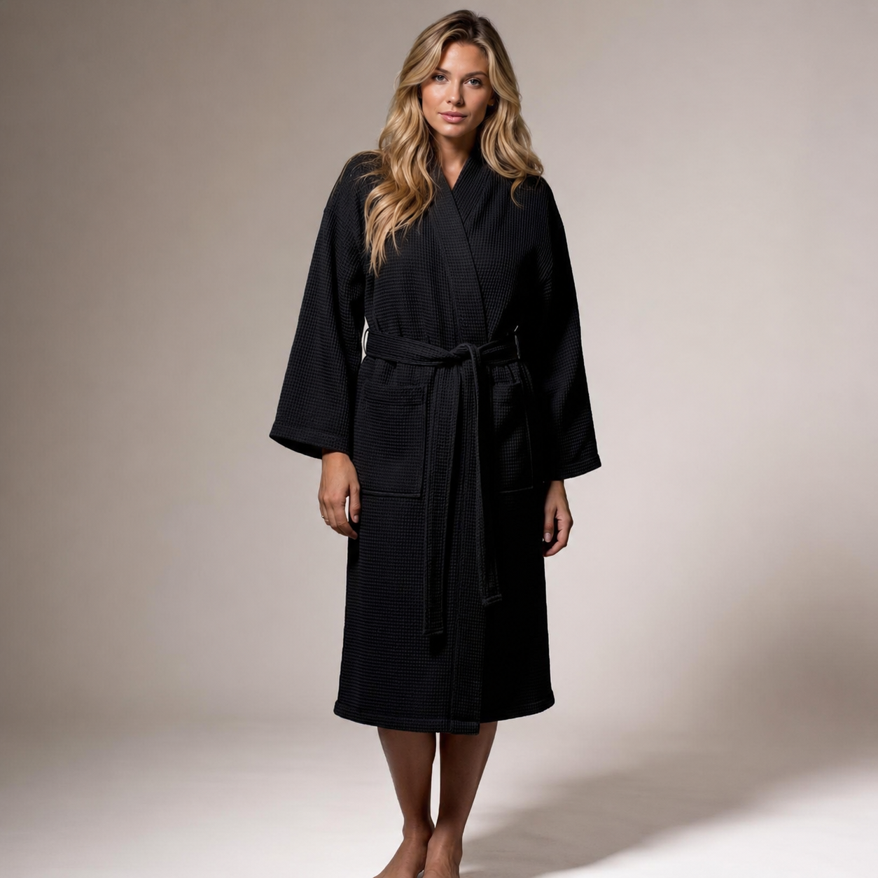 Fast Drying Full Length Lightweight Waffle Knit Soft Spa Bath Robe