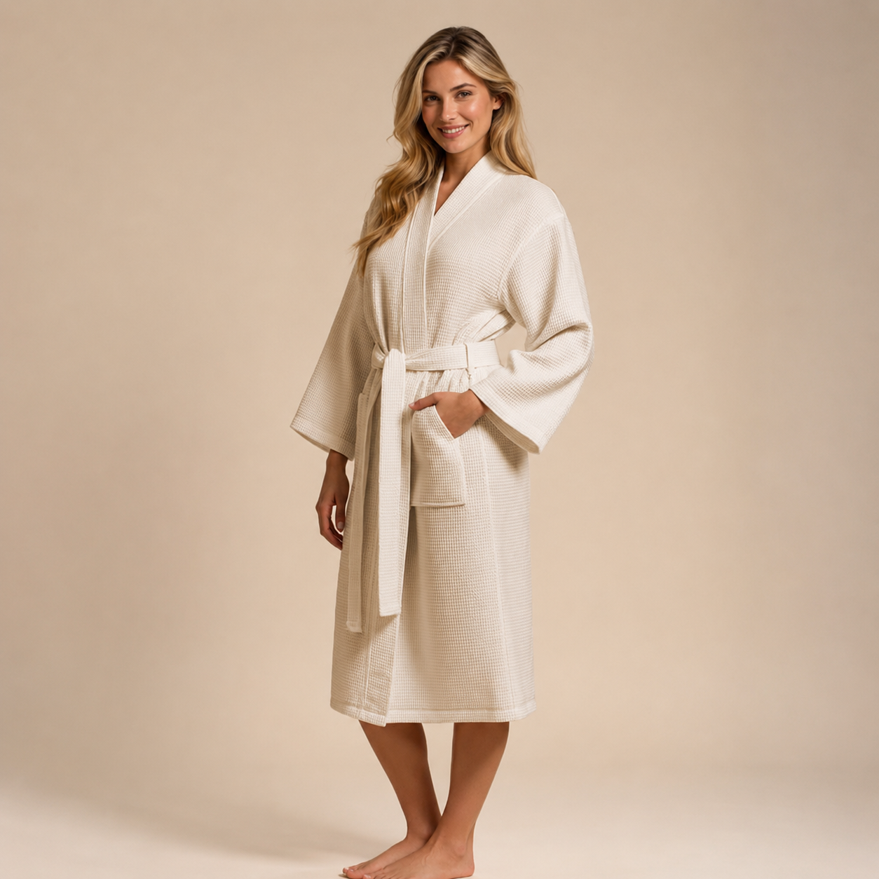 Fast Drying Full Length Lightweight Waffle Knit Soft Spa Bath Robe