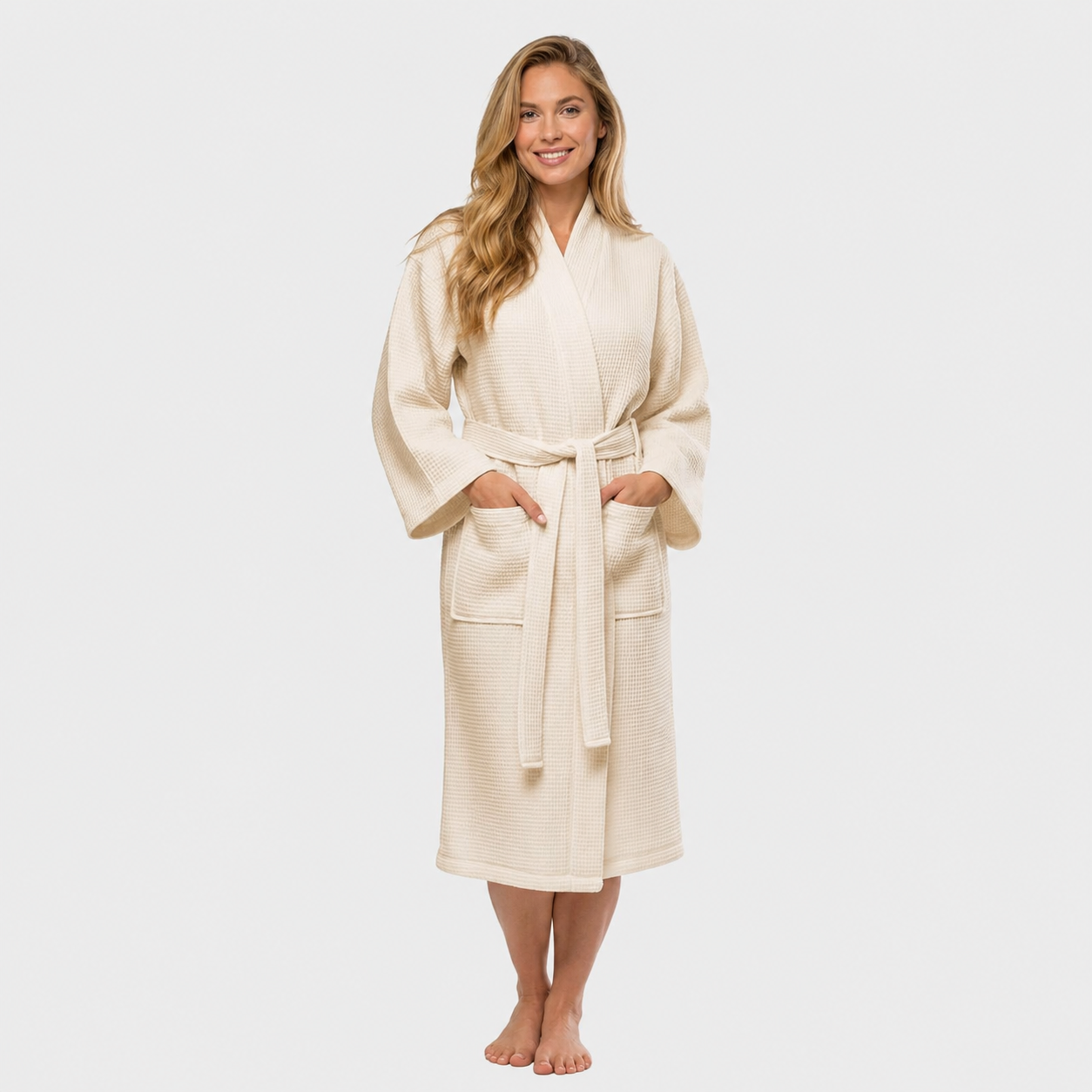 Fast Drying Full Length Lightweight Waffle Knit Soft Spa Bath Robe