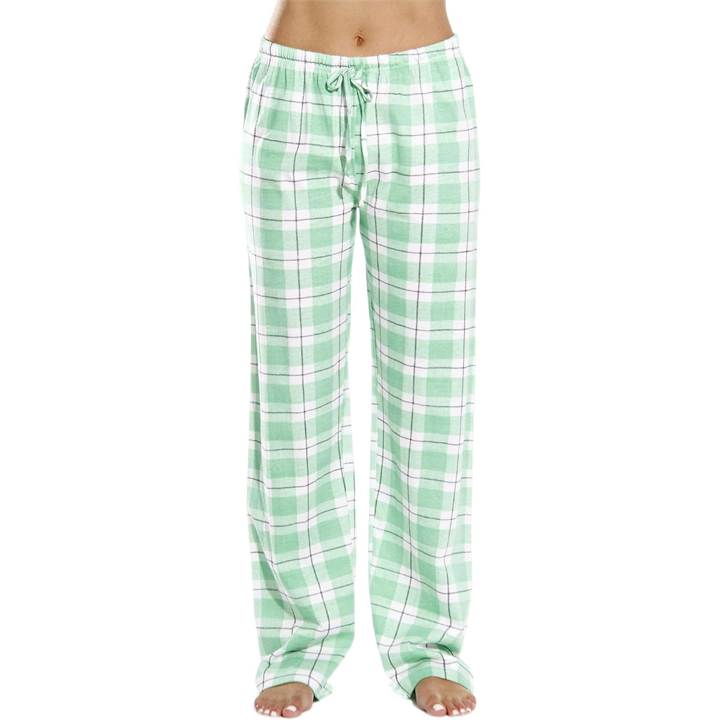 Plush Pajama Pants For Night Wear With Buffalo Plaid For Women
