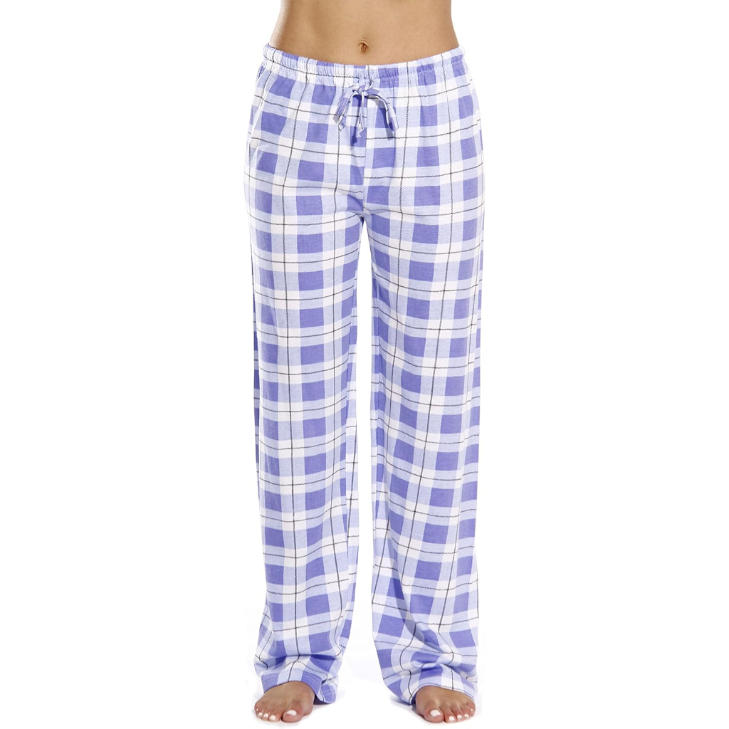 Plush Pajama Pants For Night Wear With Buffalo Plaid For Women