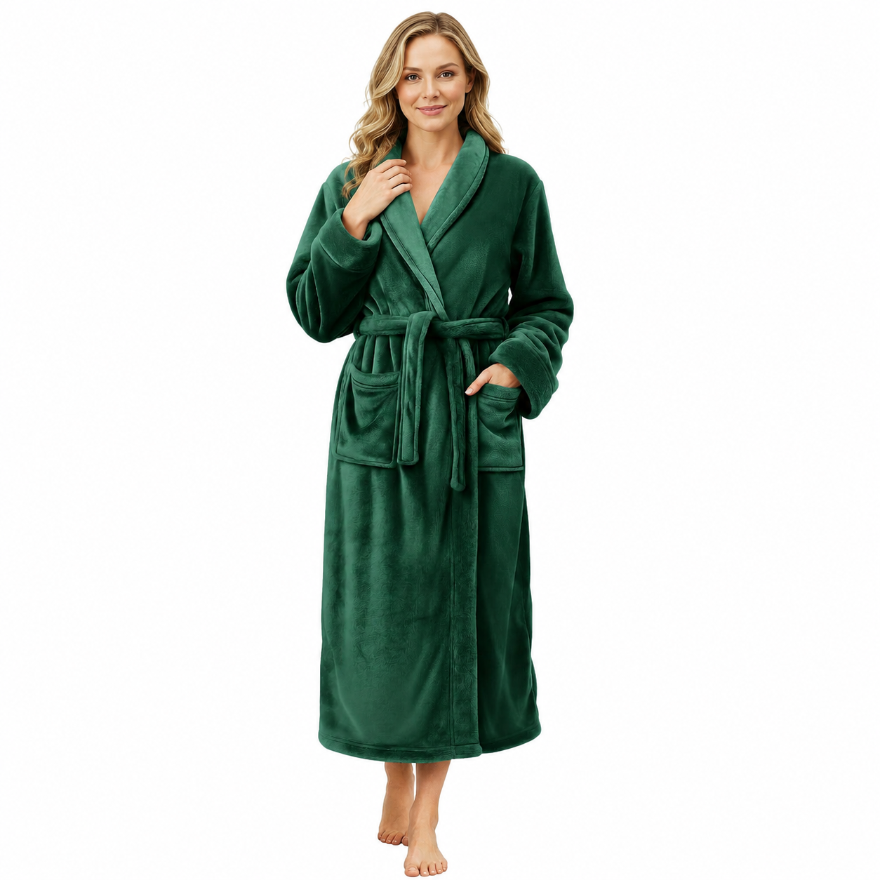 Plush Fleece Long Fluffy Soft Bathrobe For Women