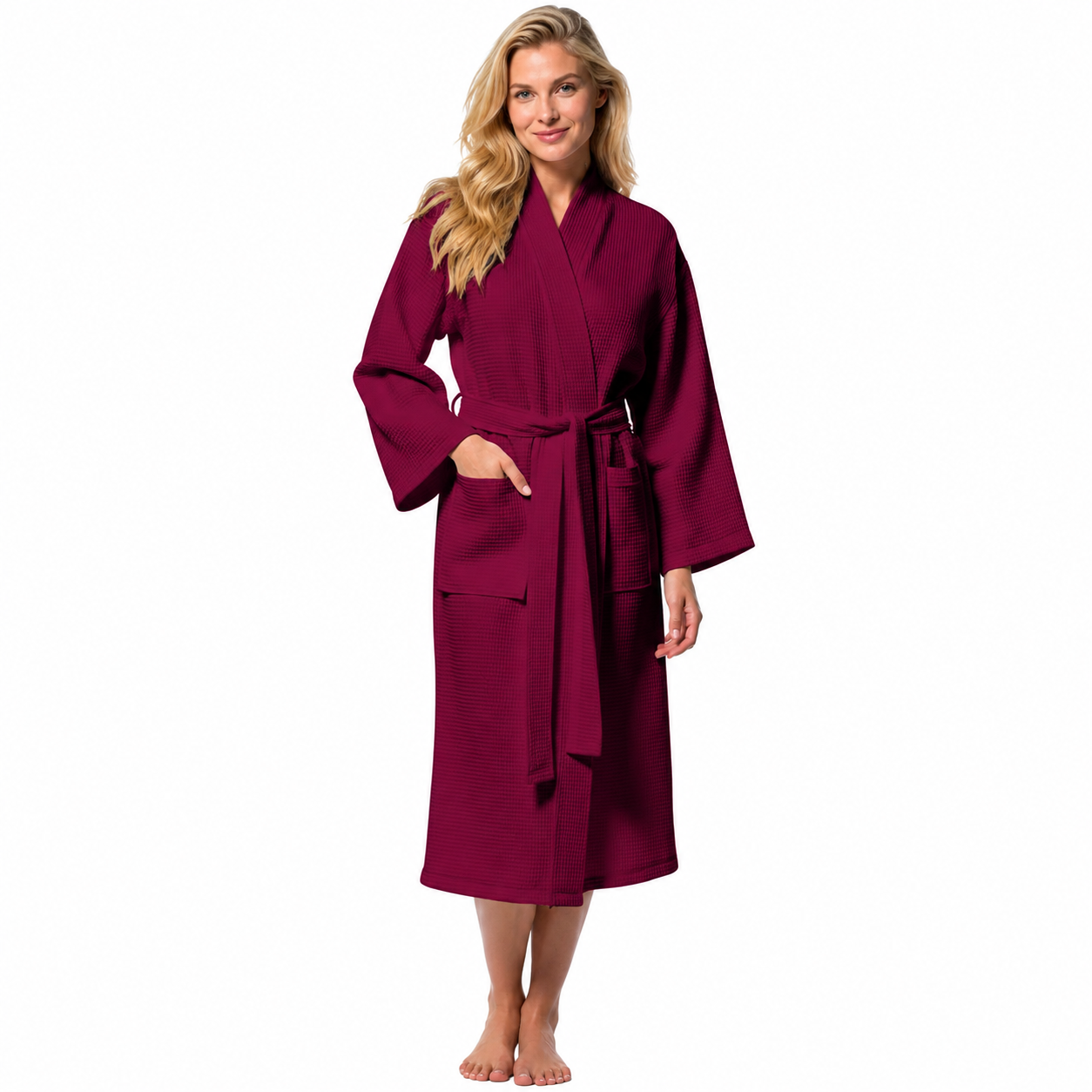 Fast Drying Full Length Lightweight Waffle Knit Soft Spa Bath Robe