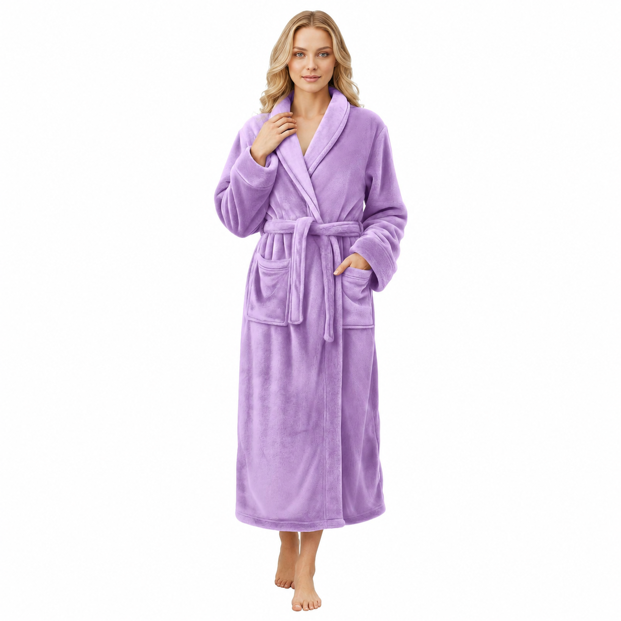 Plush Fleece Long Fluffy Soft Bathrobe For Women