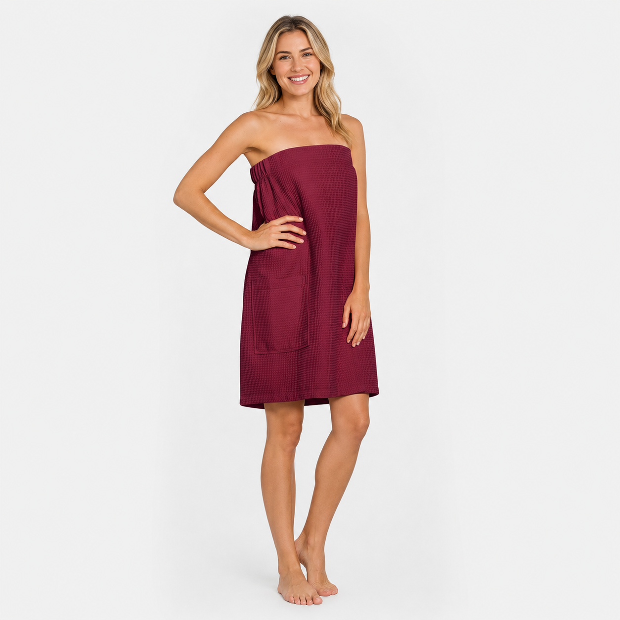 Lightweight Knee Length Waffle Spa Bath Robes For Women