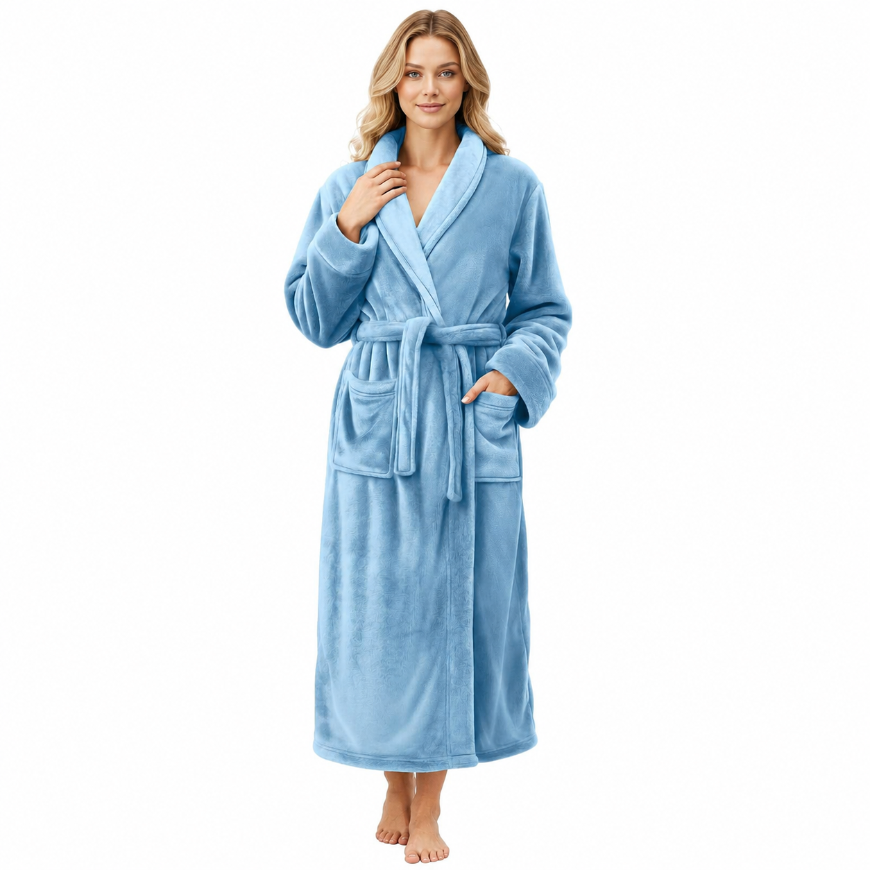 Plush Fleece Long Fluffy Soft Bathrobe For Women