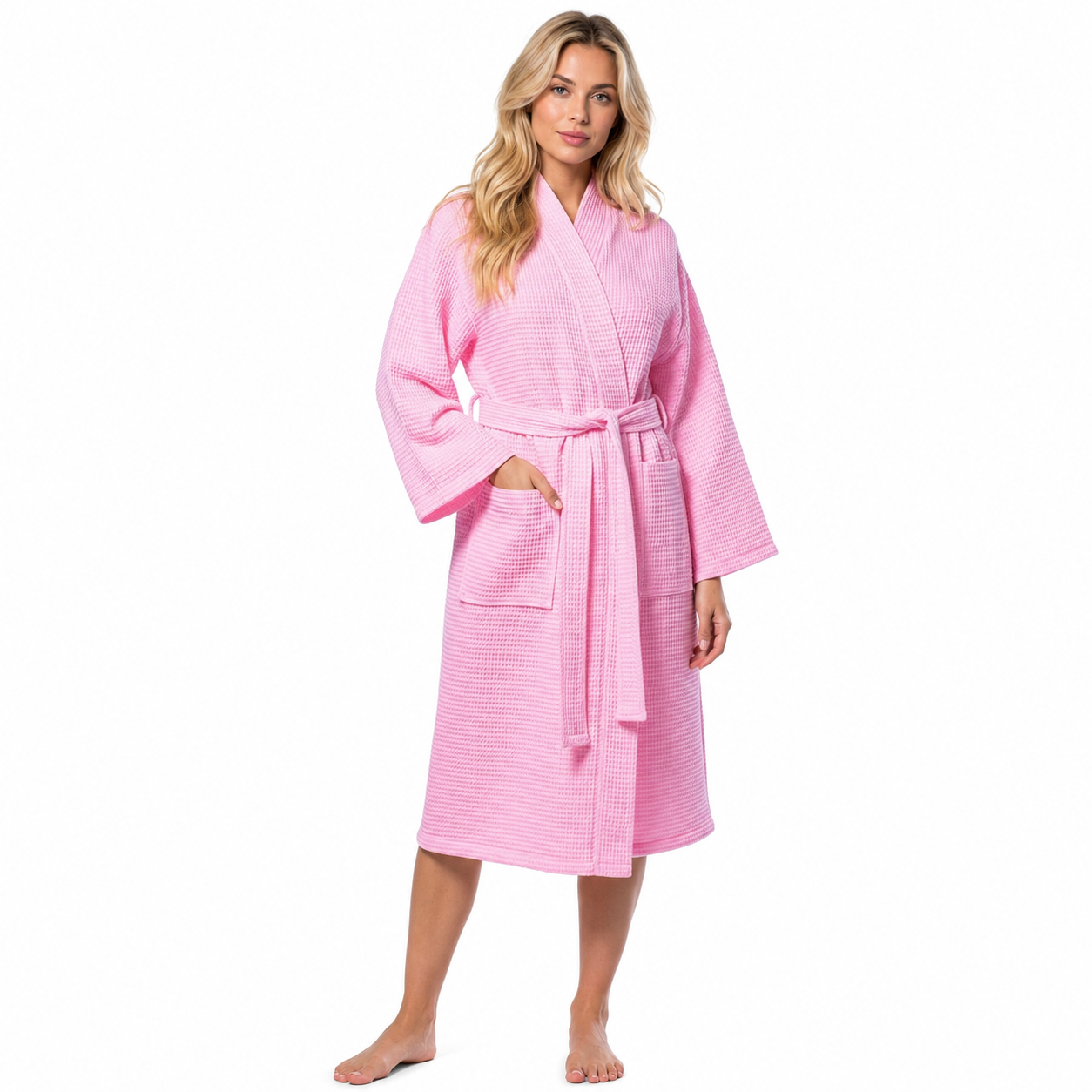 Fast Drying Full Length Lightweight Waffle Knit Soft Spa Bath Robe