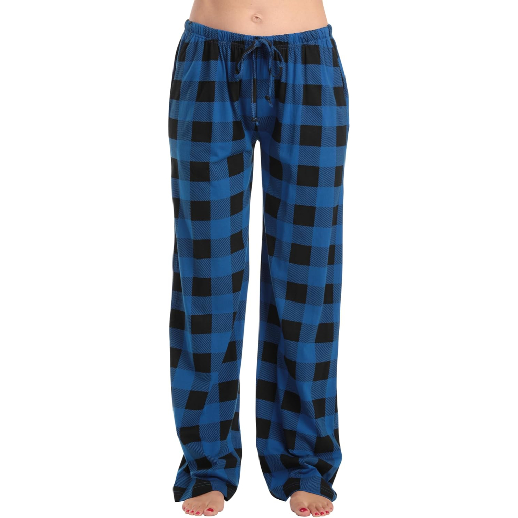Plush Pajama Pants For Night Wear With Buffalo Plaid For Women