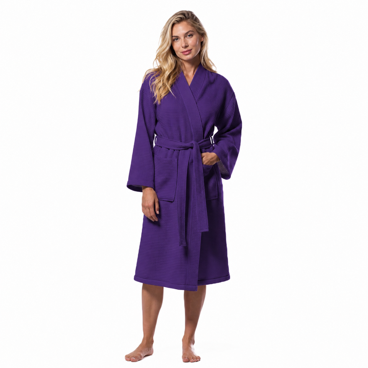 Fast Drying Full Length Lightweight Waffle Knit Soft Spa Bath Robe
