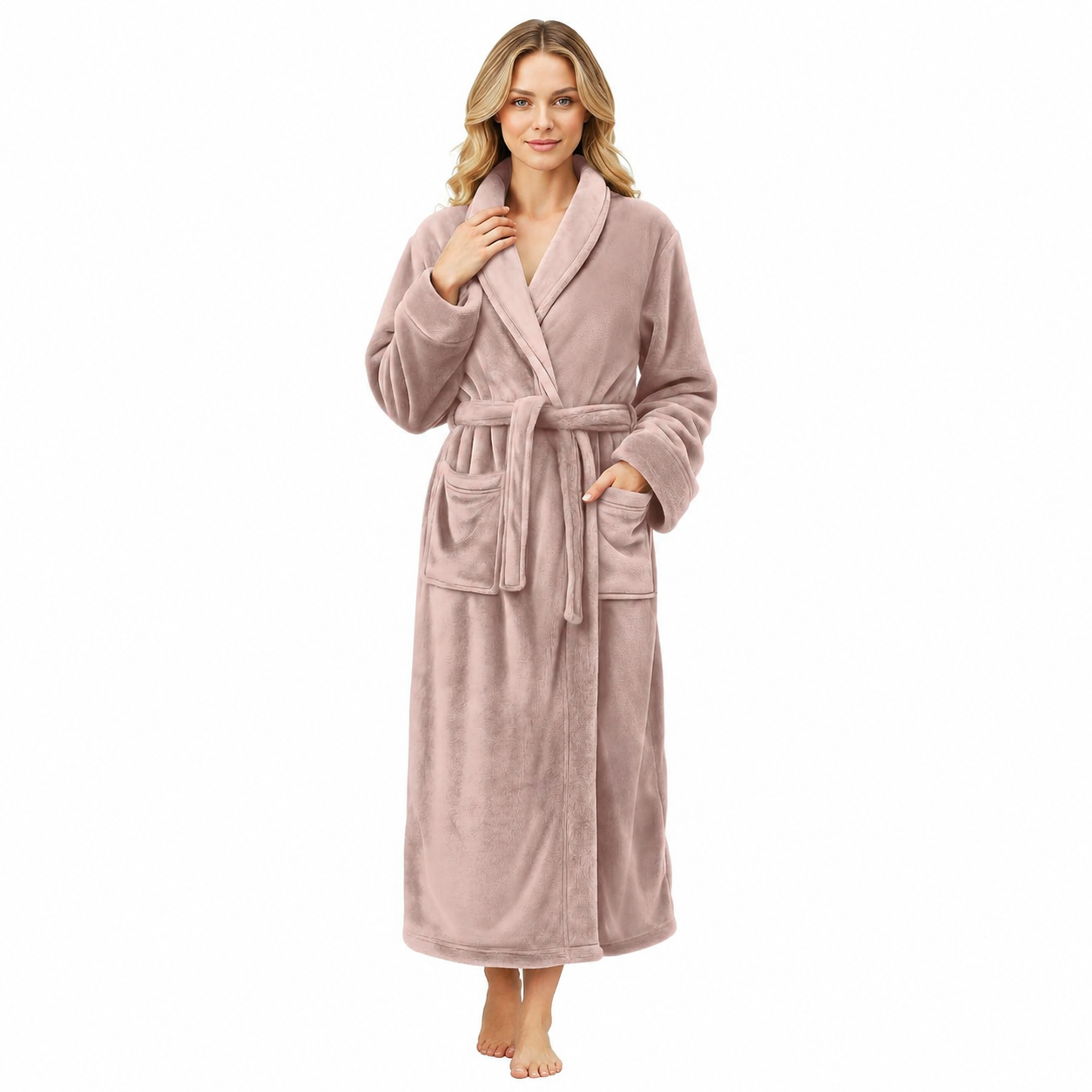 Plush Fleece Long Fluffy Soft Bathrobe For Women